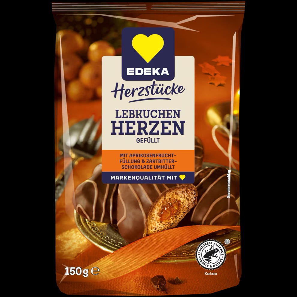 Edeka Lebkuchen Herzen with apricot filling, 150g