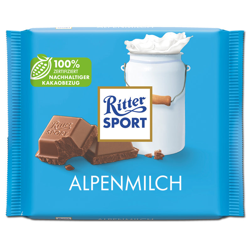 Ritter Sport Alpenmilch (milk chocolate), 3.5 oz.