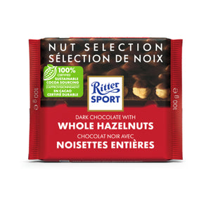 Ritter Sport Dark Chocolate with Whole Hazelnuts, 3.5 oz.
