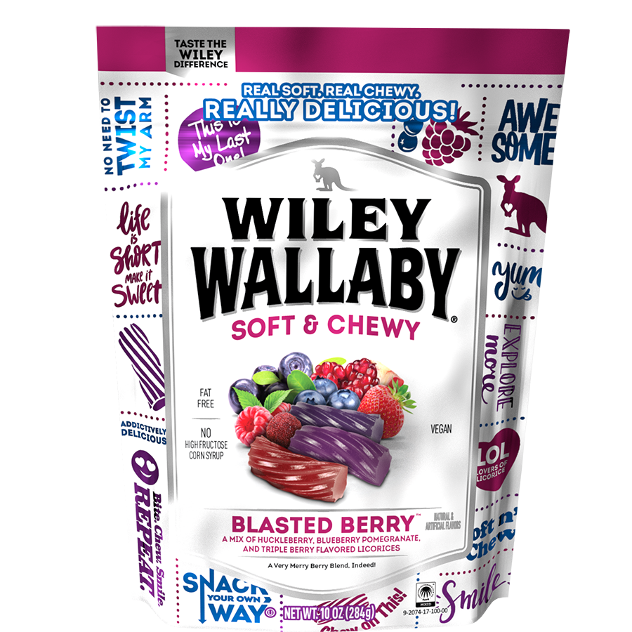Wiley Wallaby Blasted Berry licorice, 10 oz.