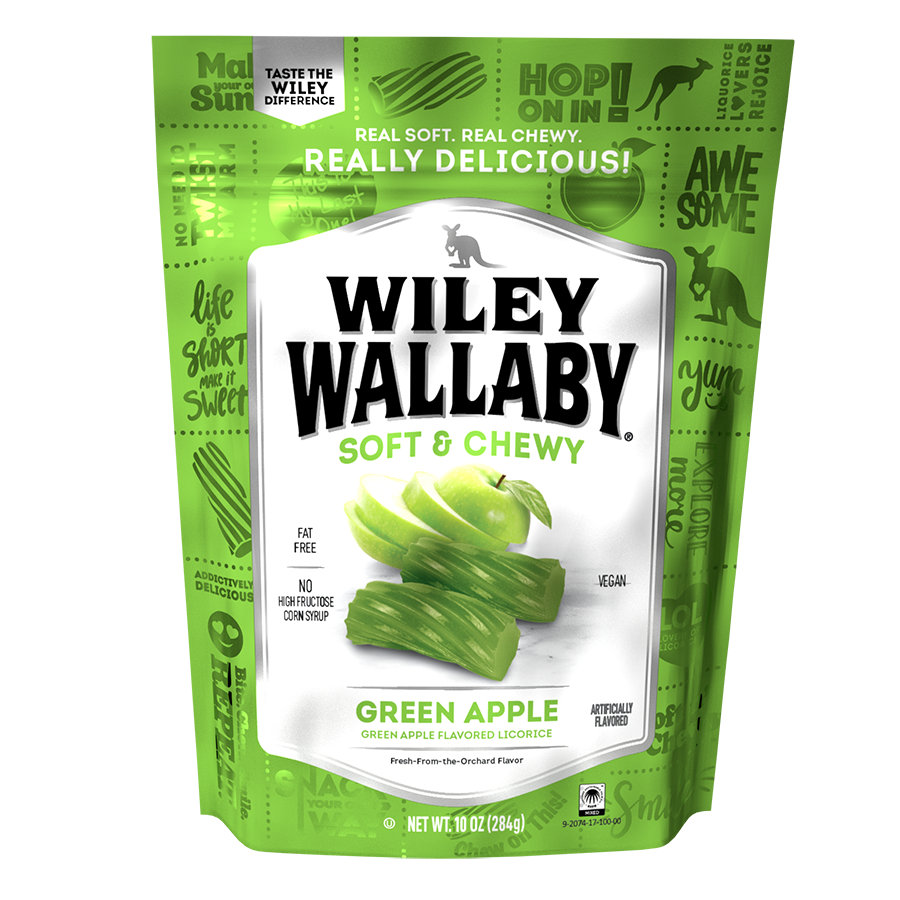 Wiley Wallaby Green Apple licorice, 10 oz